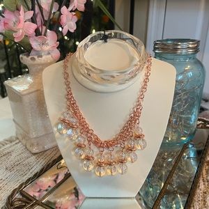 Cut clear culture clear bracelet & Deep space diva copper beaded necklace set
